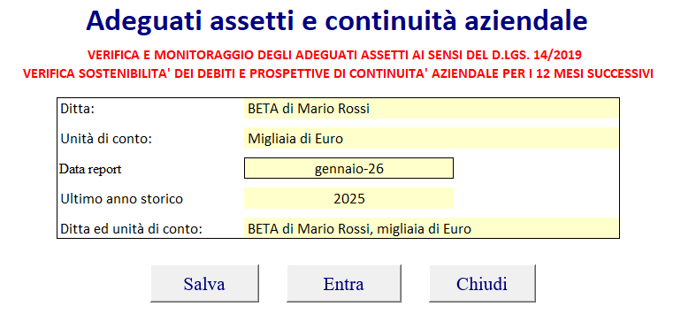 Schermata introduttiva 2026